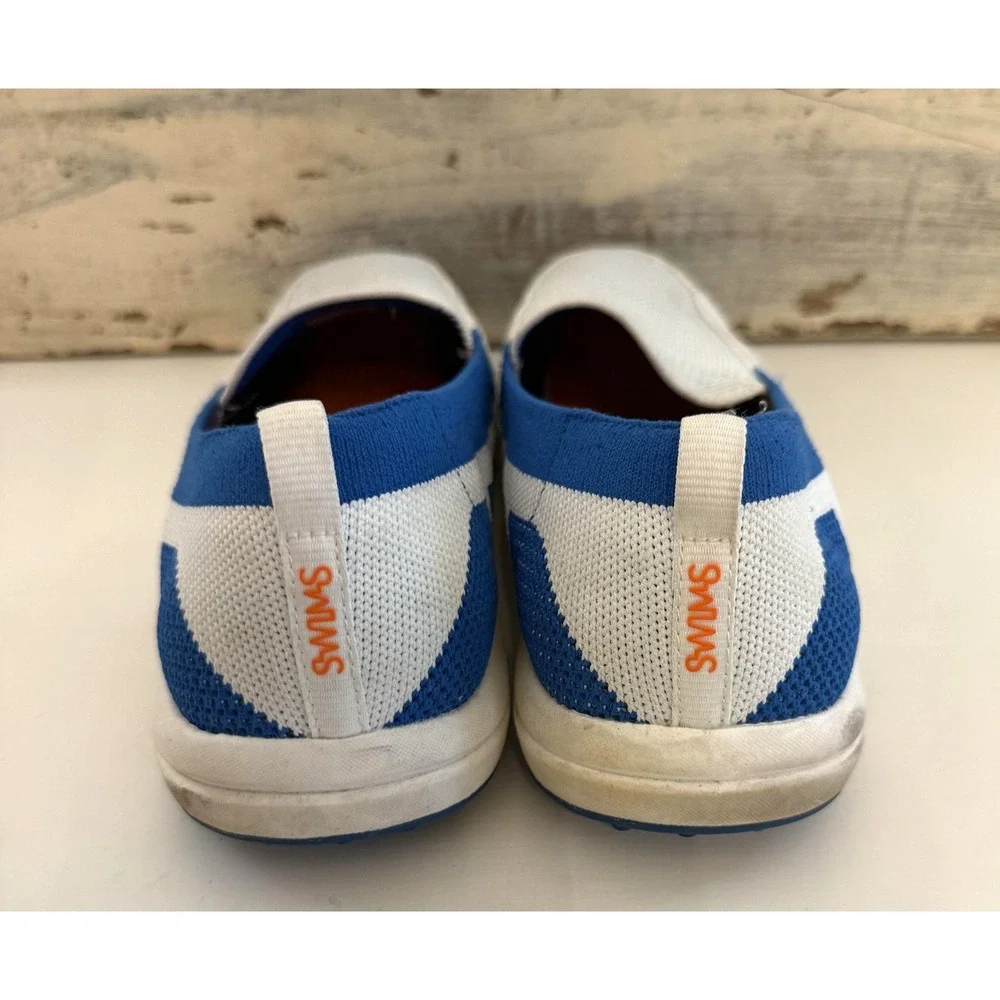 SWIMS‎ Shoes Mens Size 7 White Blue Slip On Mesh Loafers Water Casual Breathable